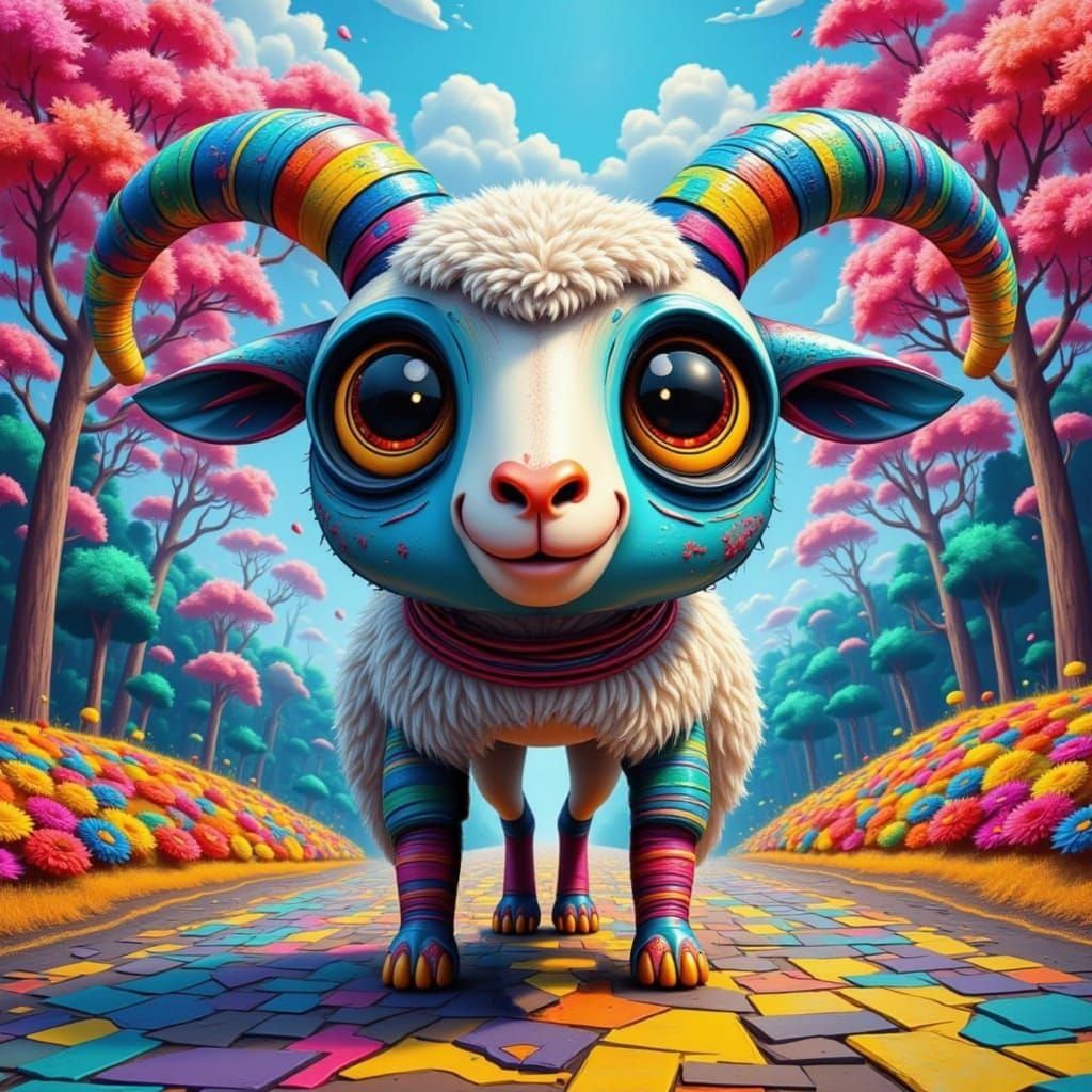 Dazzling Country Road Scene in Vibrant Zentangle Style