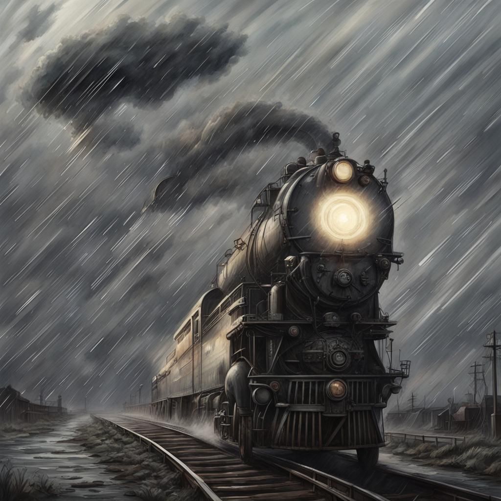 Surreal Hag in Stormy Landscape