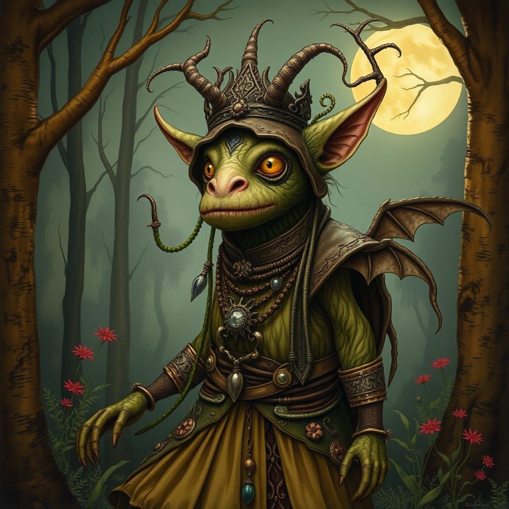 Mystical Folklore Creature in Moonlit Forest