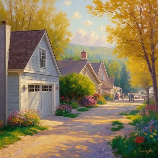 Golden Hour Gathering: An Impressionist Painting