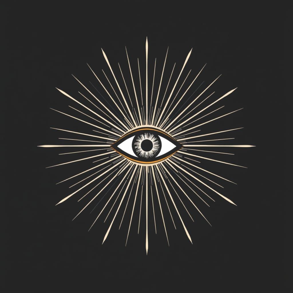 Radiant Eye Symbol in Austere Digital Art Style