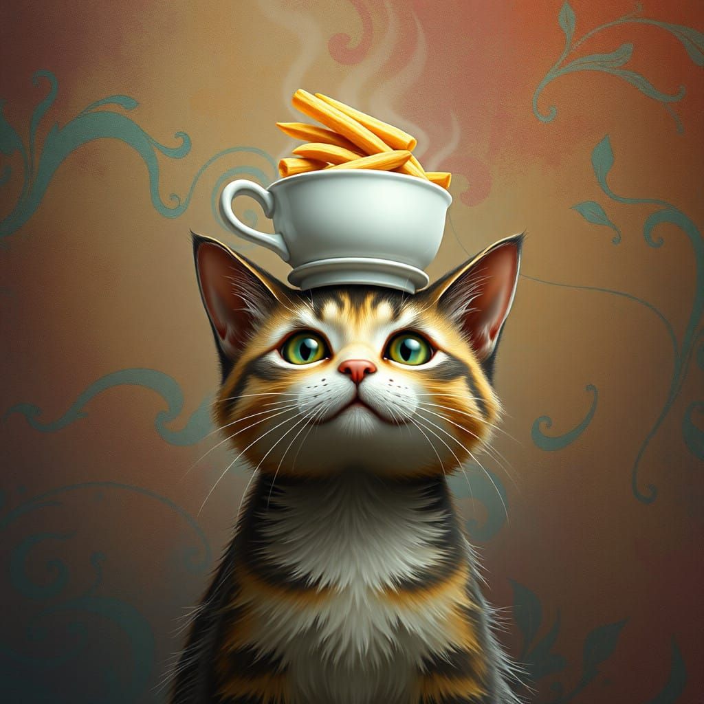 Whimsical Cat in Fantastical World