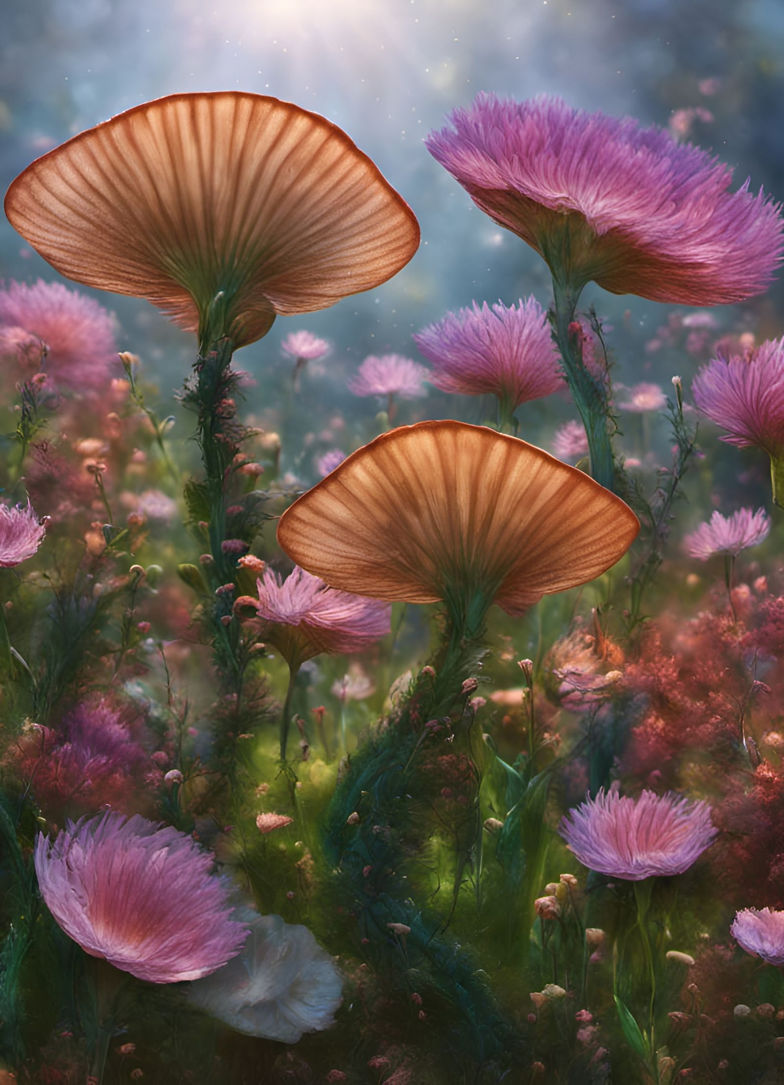 Detailed Hyperrealistic Painting with Magic Particles