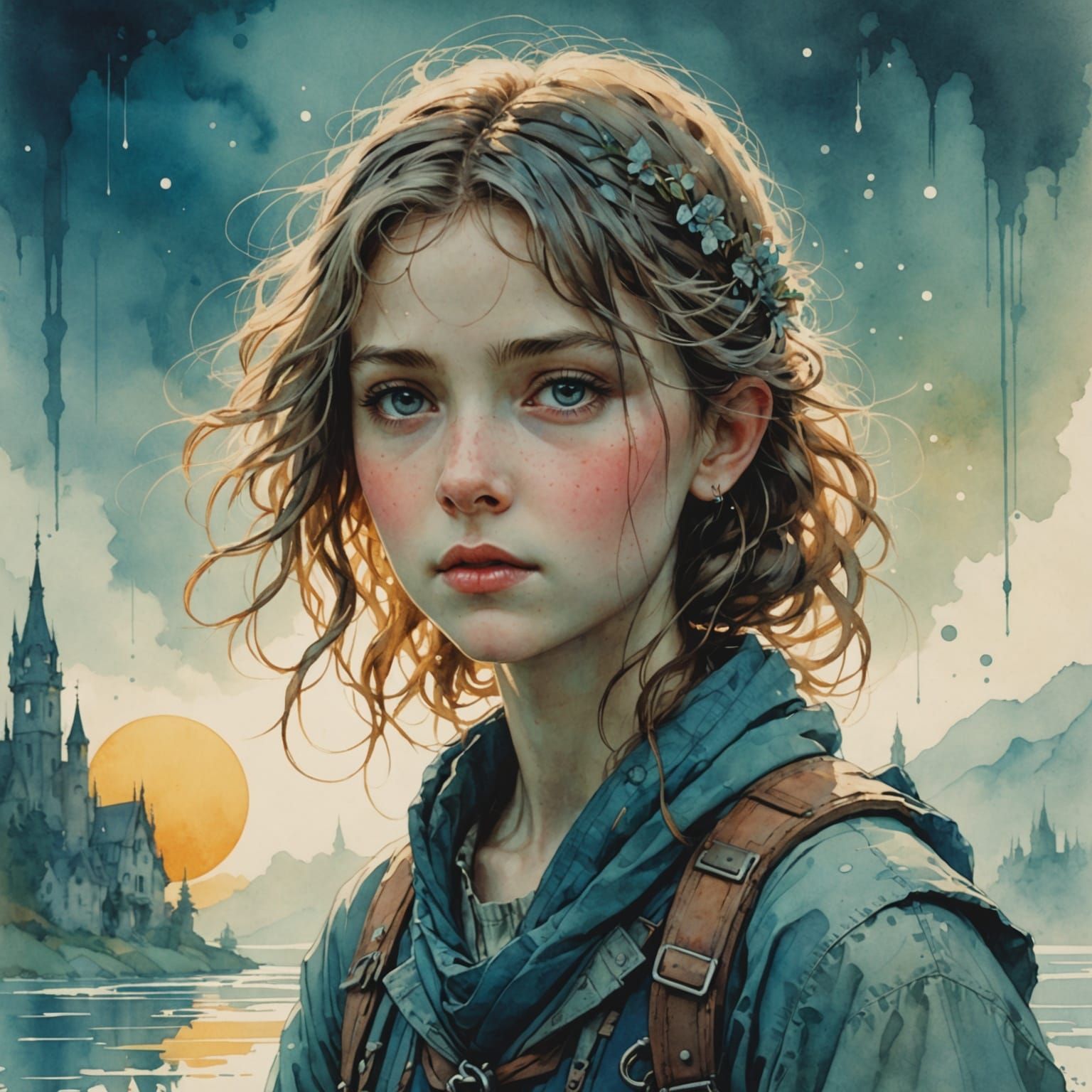 Whimsical Morning Goddess in Vibrant Colors