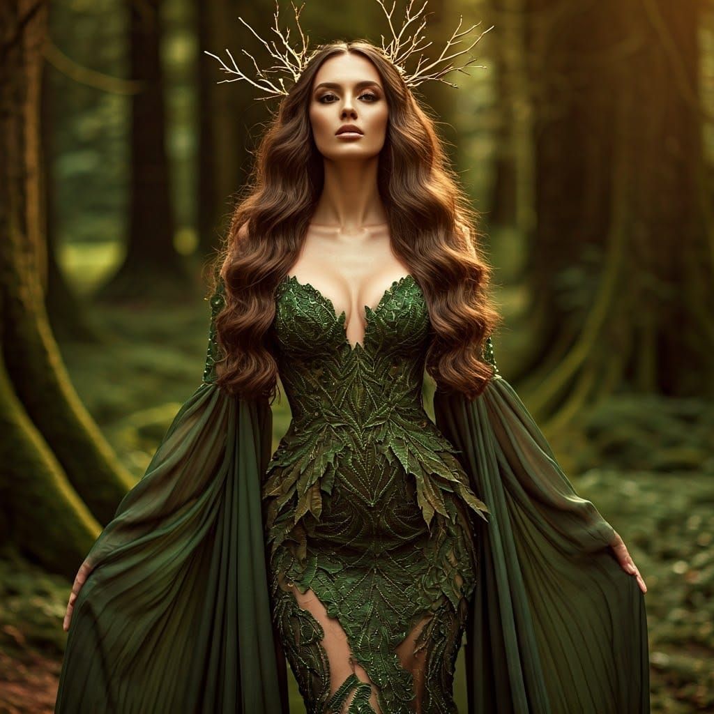 Earth Goddess in Lush Grove Attire
