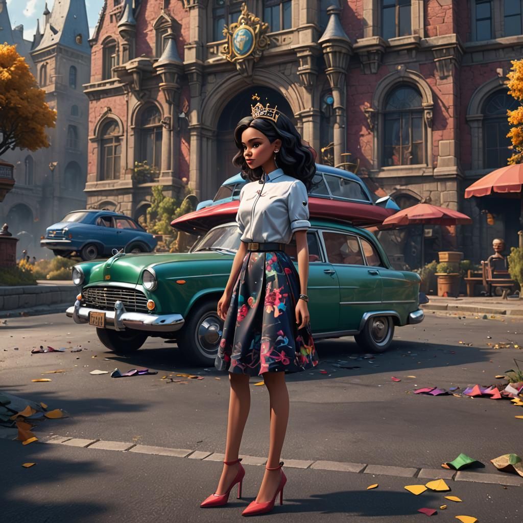 Funky Princess with Loyal Subjects in Detailed Fantasy Art