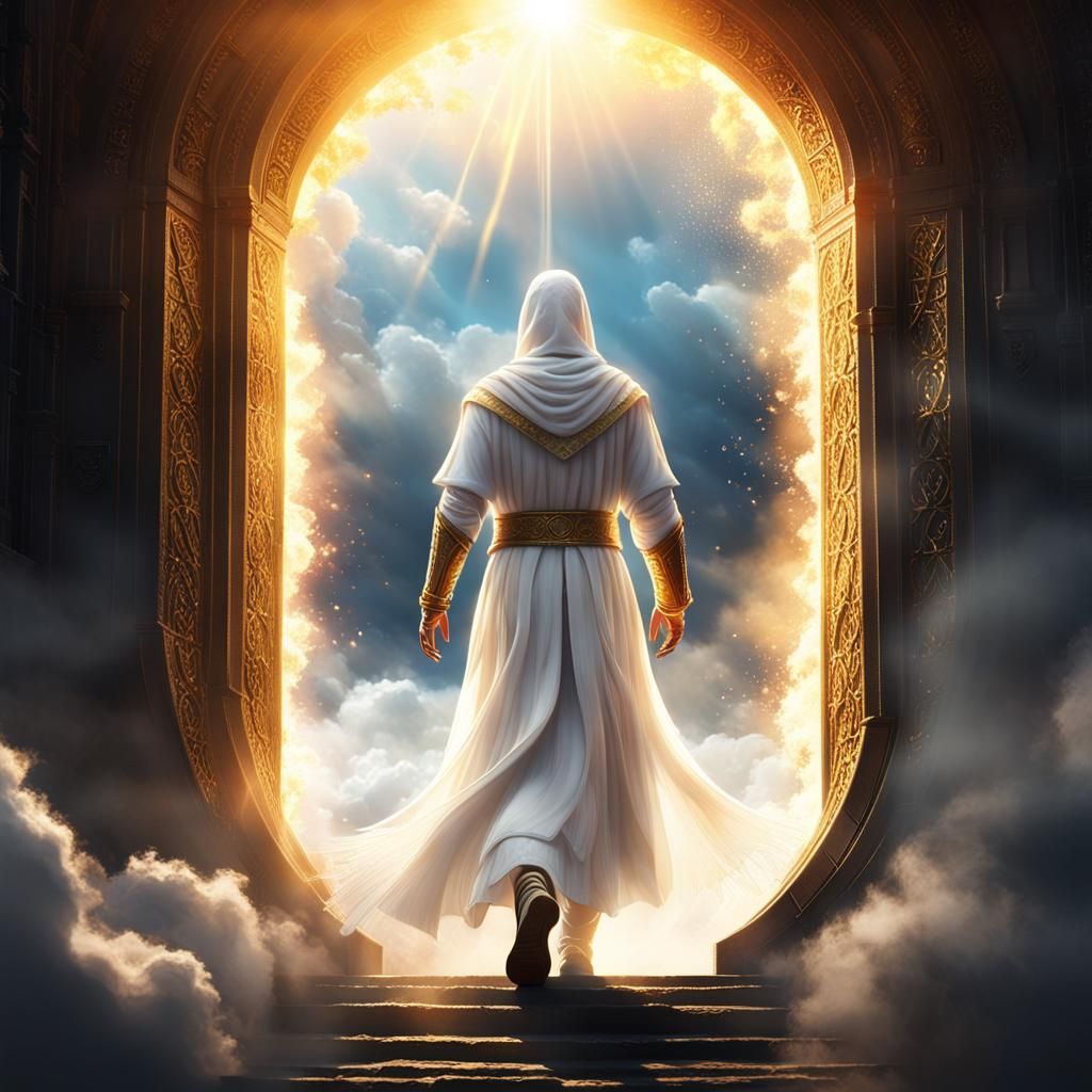 Figure Ascending into Light: Fantasy Concept Art