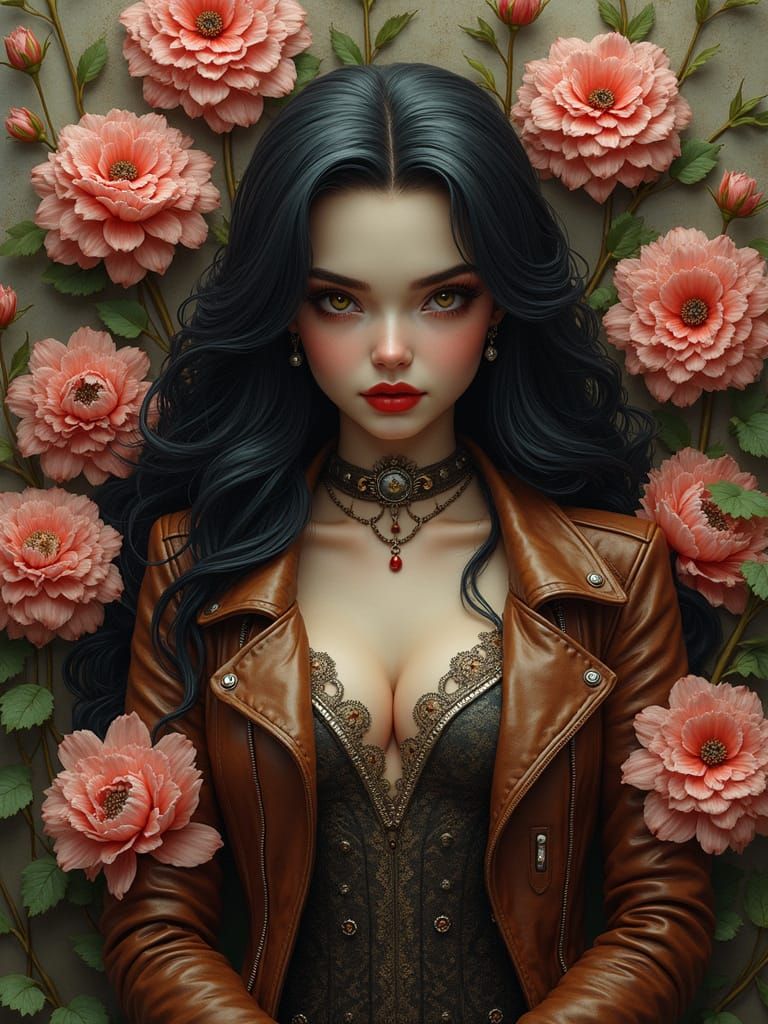 Elegant Vampire Girl in Marvel Comic Style