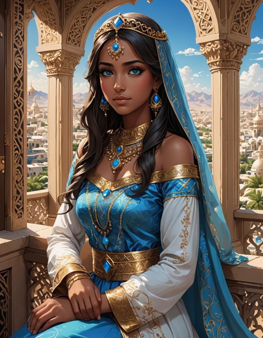 Beautiful Arabian Princess in Anime Style