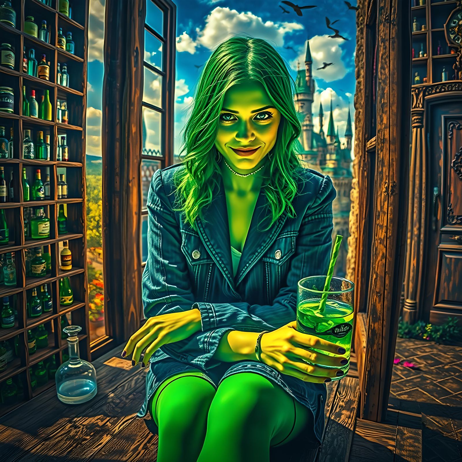 Psychedelic Fantasy Castle with Malort Absinthe Cocktail