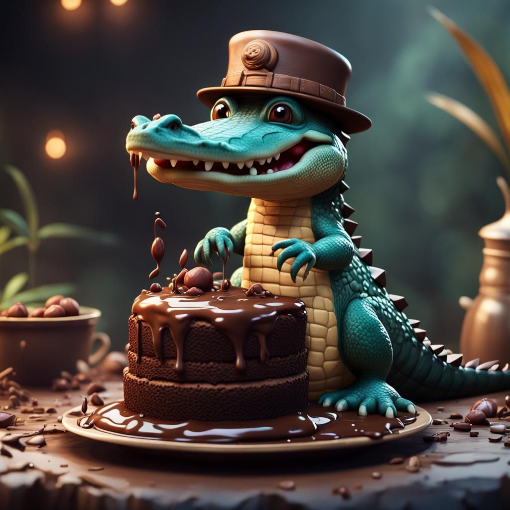 Chocolate Crocodile Cake Fantasy Art