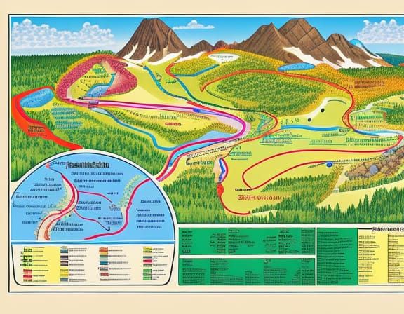 Hiking Trail Map Schematic in Triadic Colors