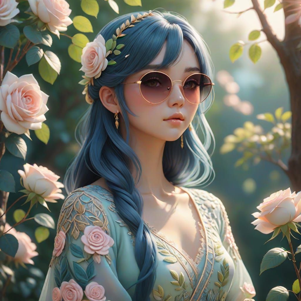 Enchanting Girl in Pastel Paradise