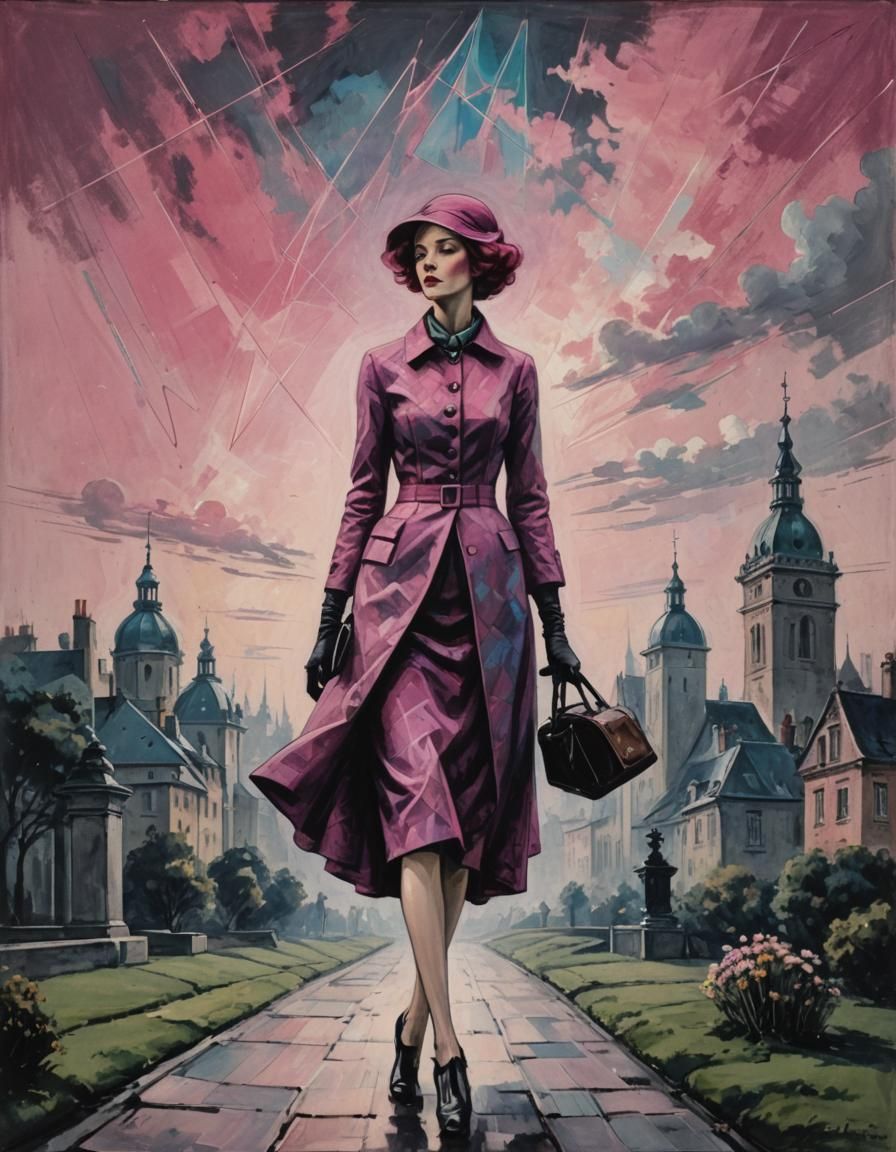 Perambulating Female Form in Pre-Raphaelite Style