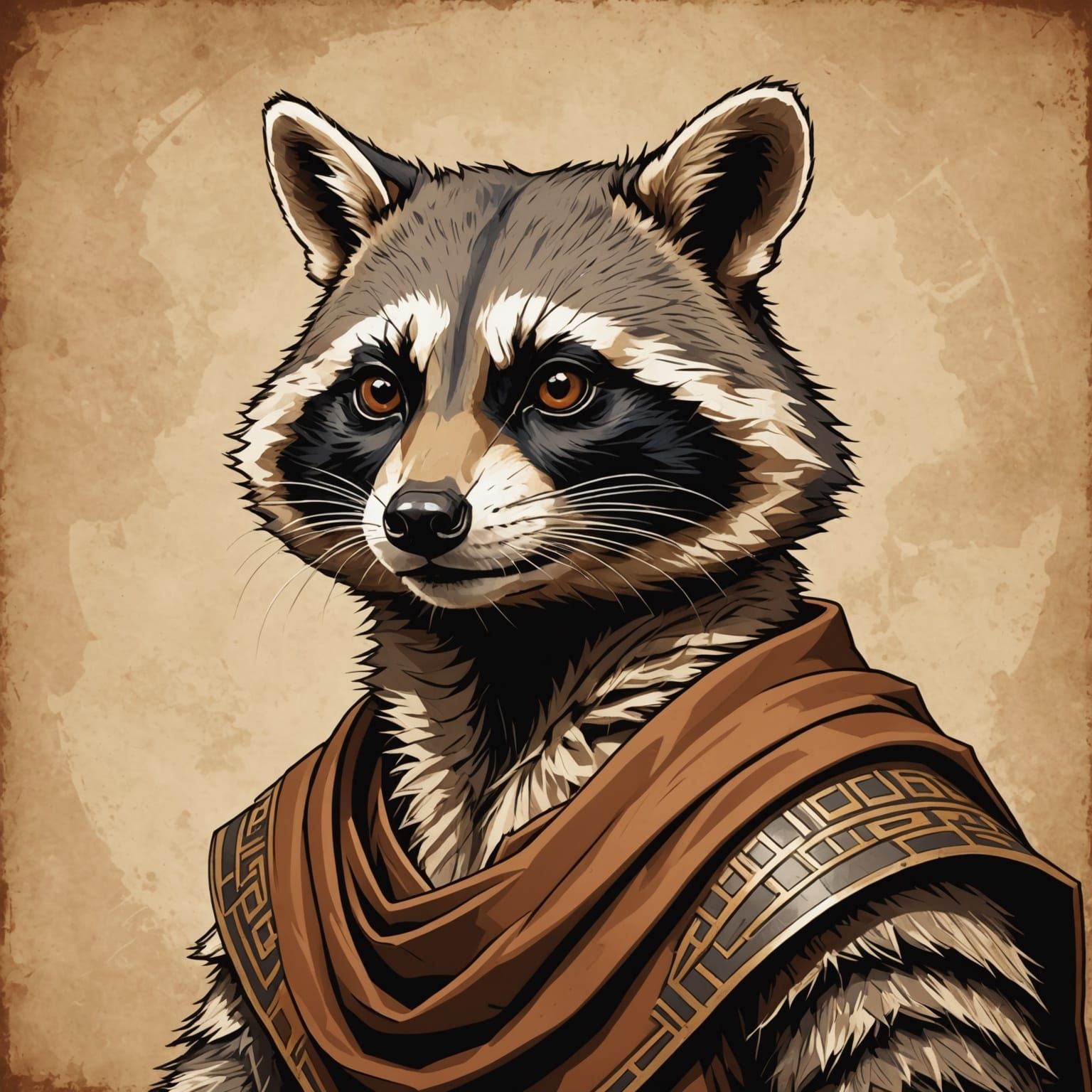 Ancient Greek Racoon Philosopher Portrait