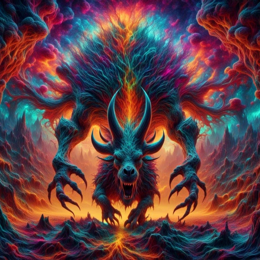 Psychedelic Wraith Cityscape in 8-bit Video Game Style