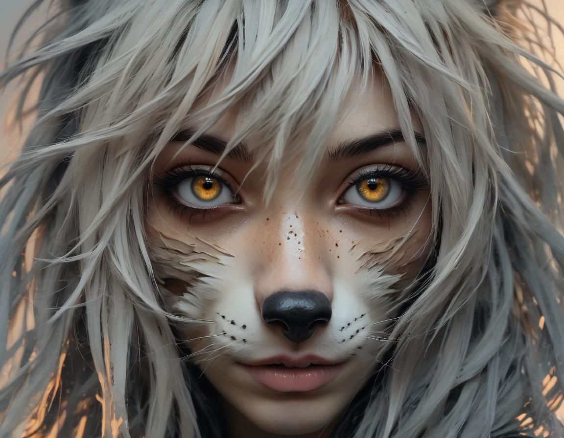 Surreal Emo Girl Portrait in Oil Paint Style