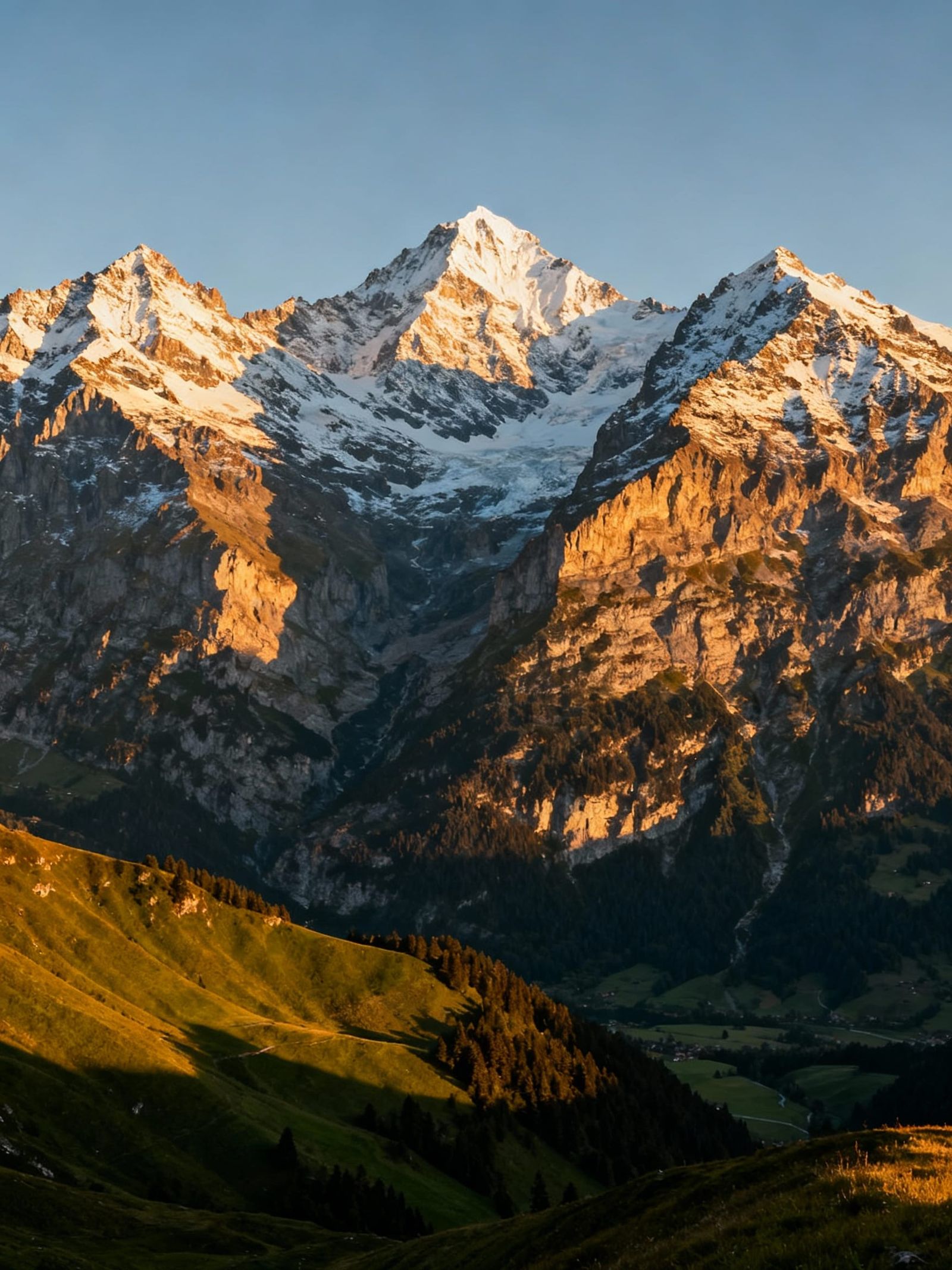 Majestic Swiss Alps Landscape in Golden Hour