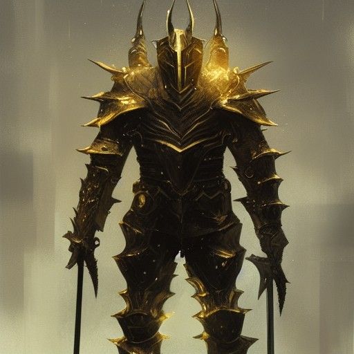 Sinister Black and Gold Knight with Spiked Armor