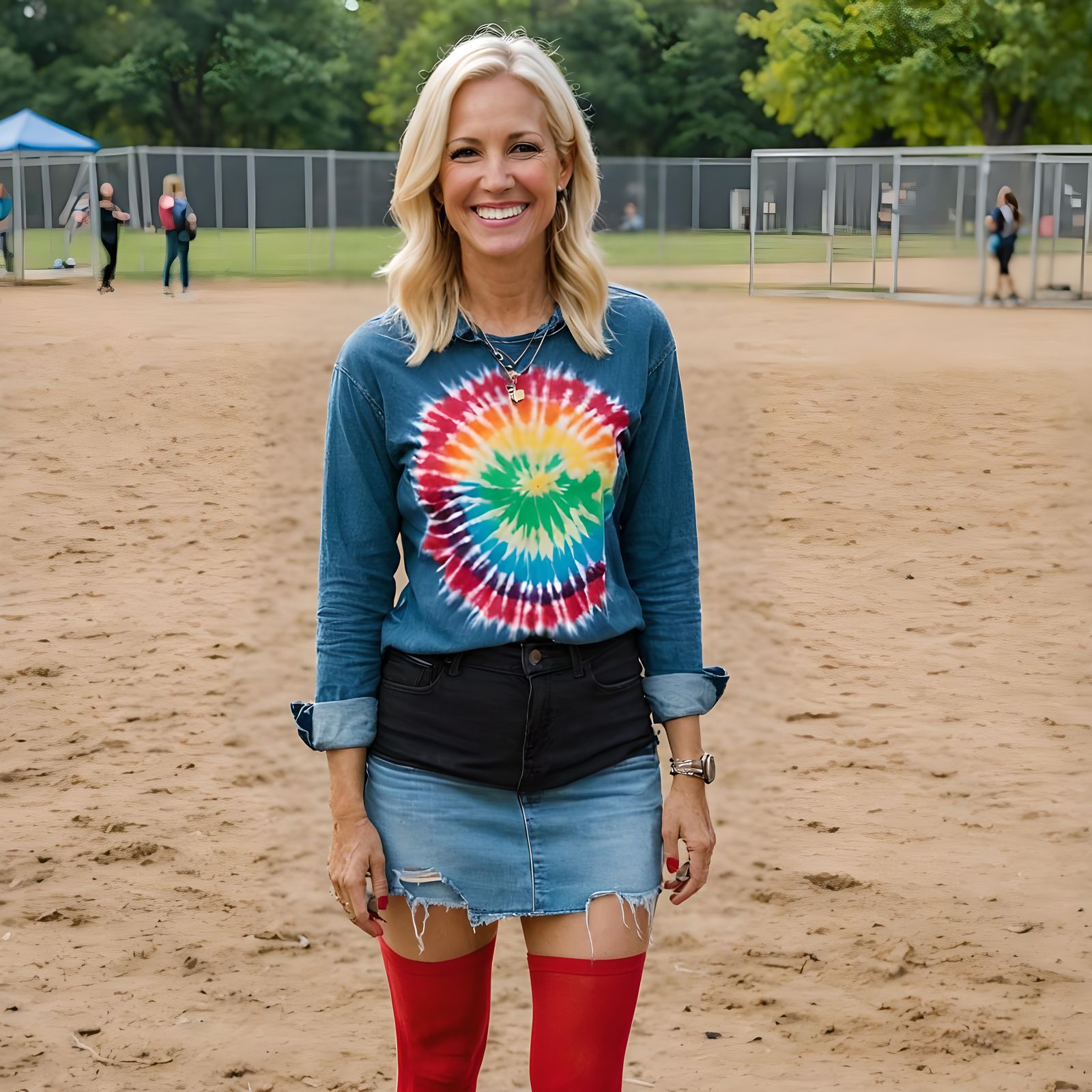 Woman with Tie Dye Shirt at Dog Park