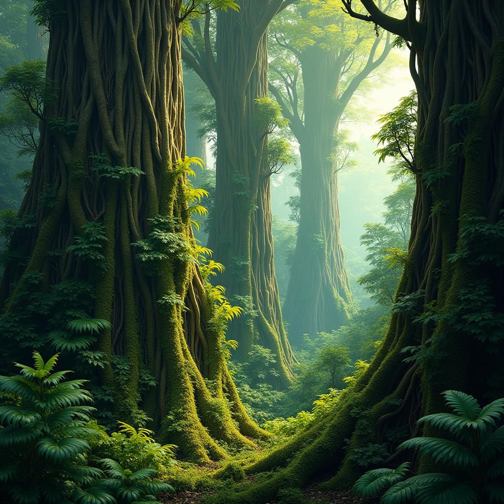 Lush Jungle Canopy in Dreamlike Style