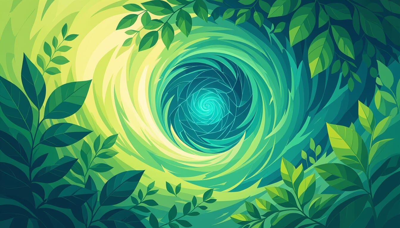 Eco-Modern Leaves in Swirling Wind