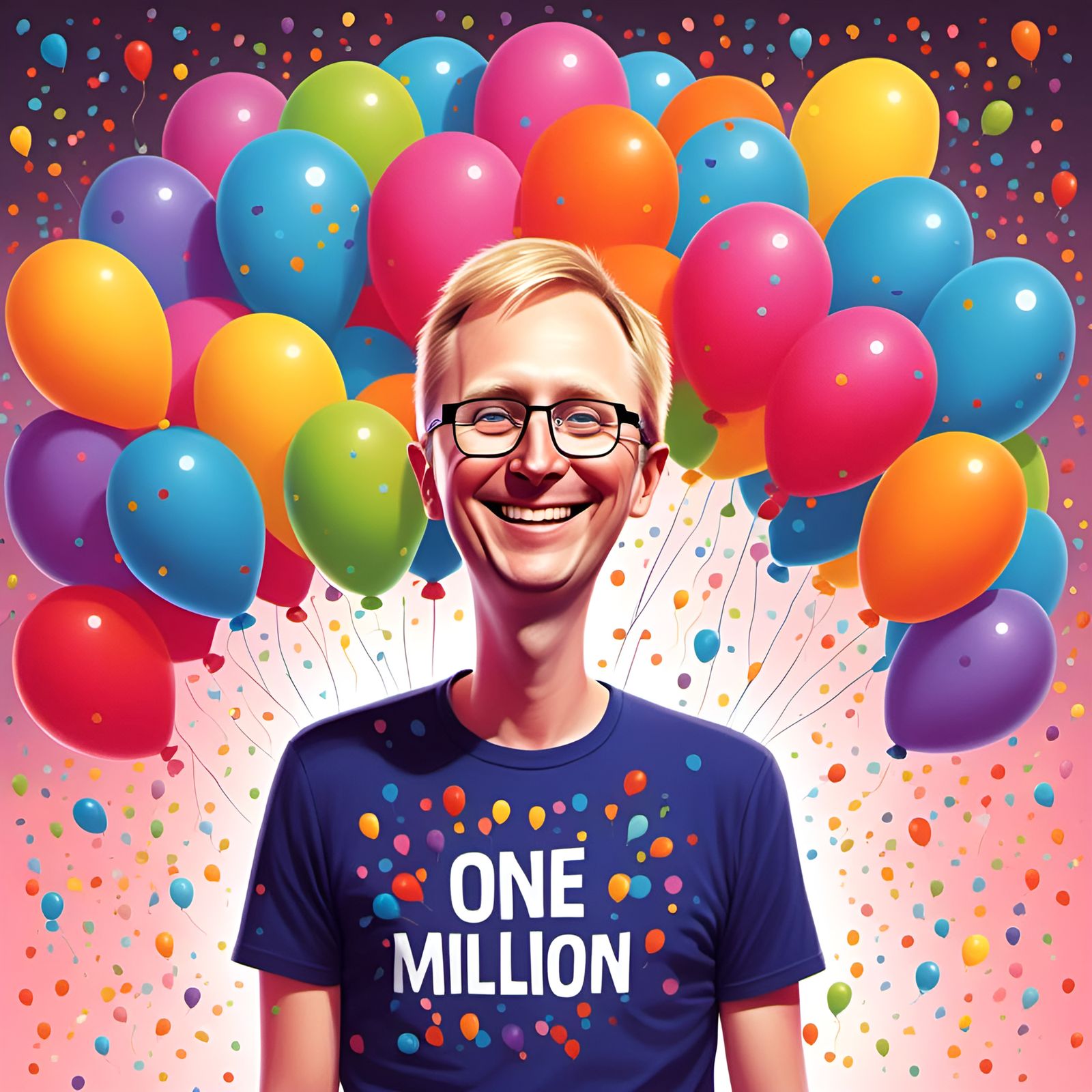 Cartoon Portrait of Smiling Man in Party Setting