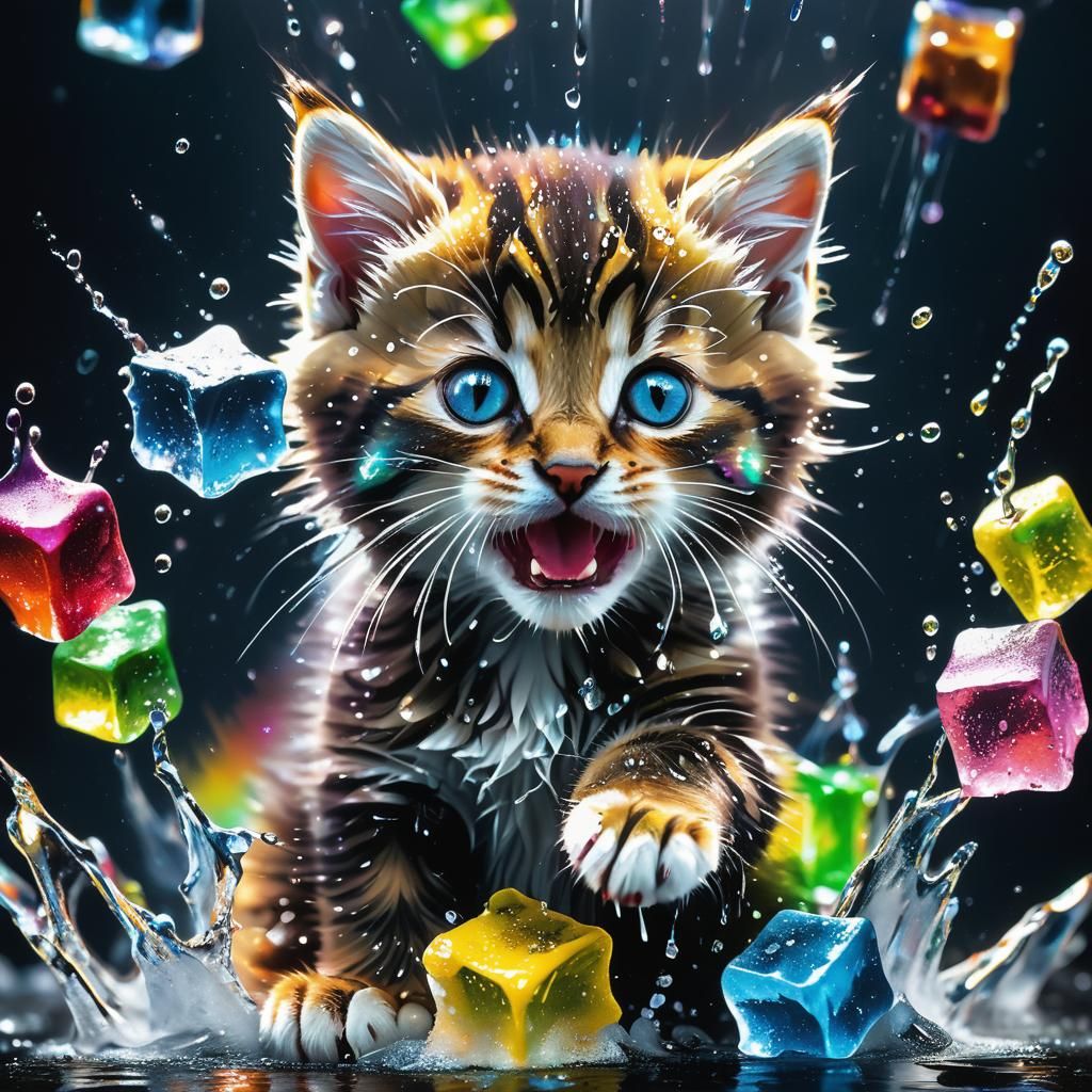 Cat and Ice Cubes