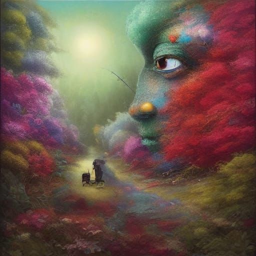 Sisters on the Road to Shambala in Vibrant, Hyperrealistic S...