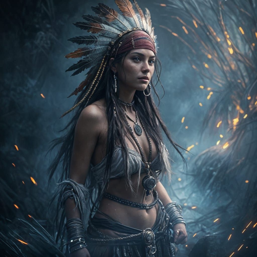 Cherokee Fantasy Goddess in Psychedelic Hues