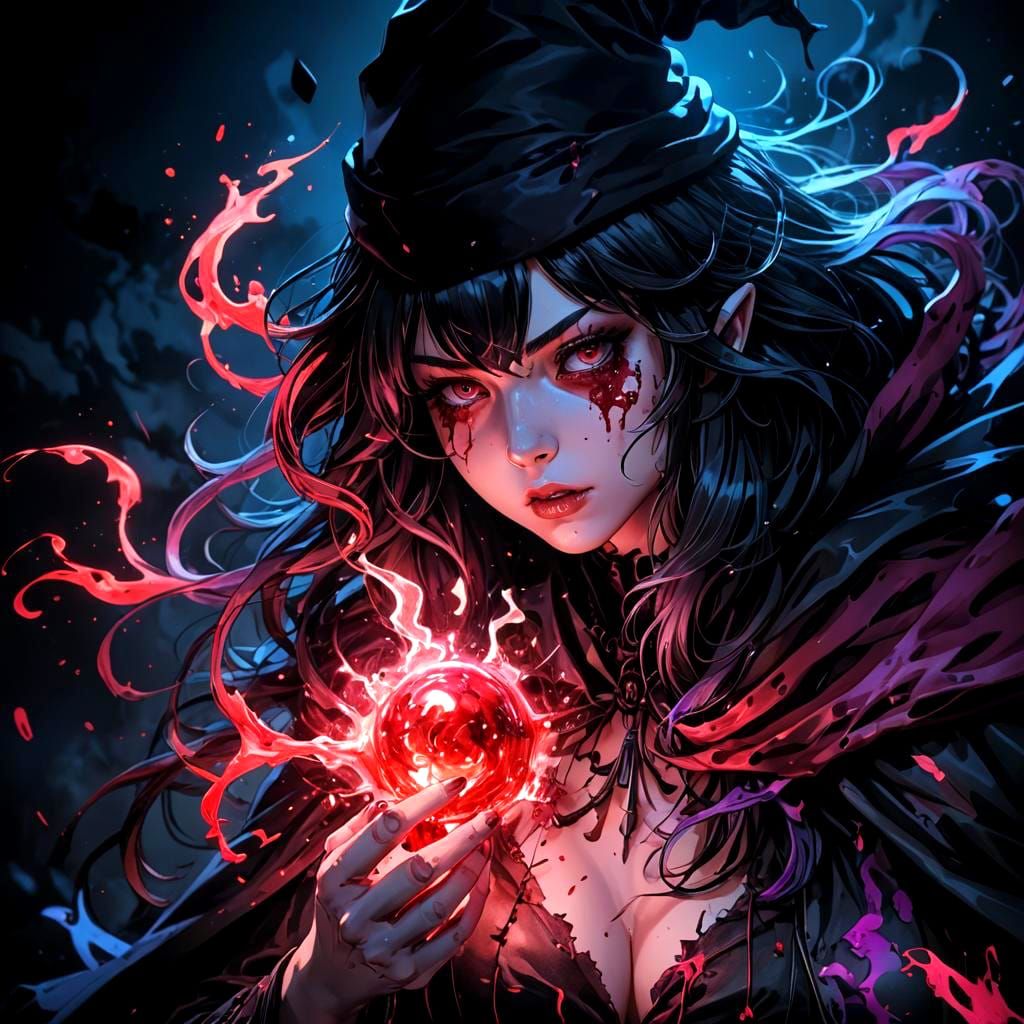 Electric Blood Witch in Anime Style