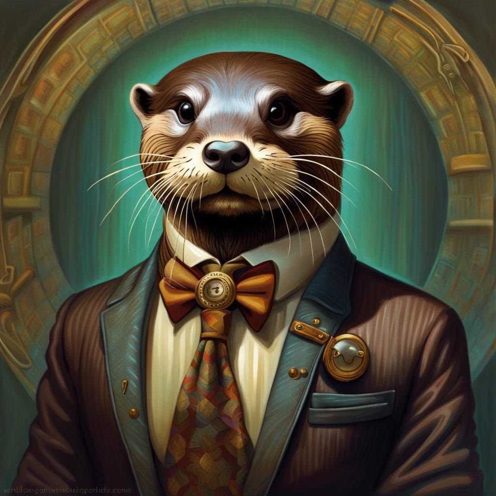 Surreal Otter Portrait in Oil Paint Style