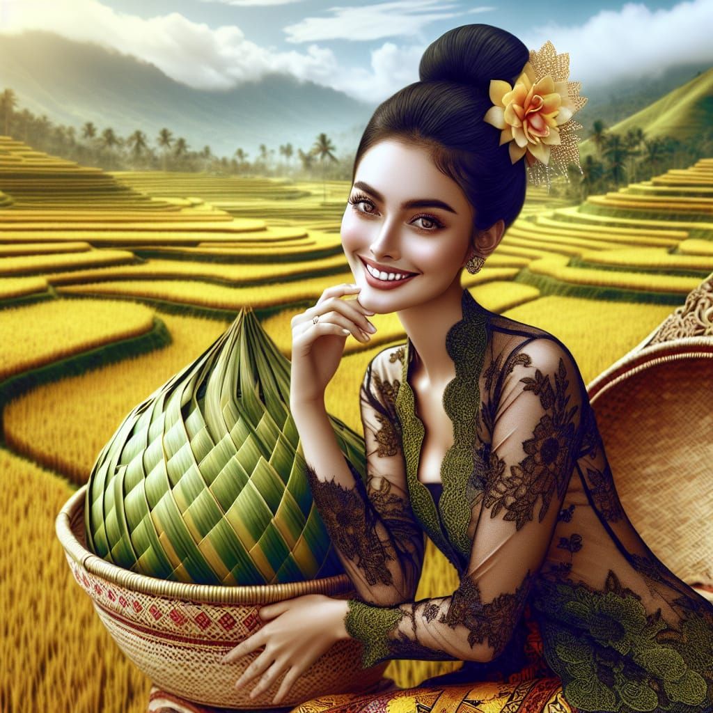 Elegant Javanese Beauty in Golden Paddy Fields
