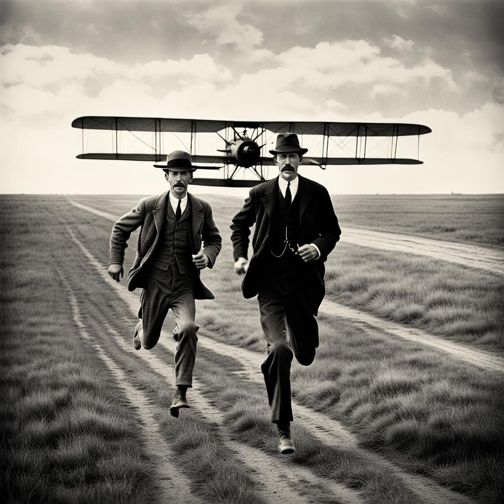 Wright Brothers Chase Airplane: Vintage Black and White