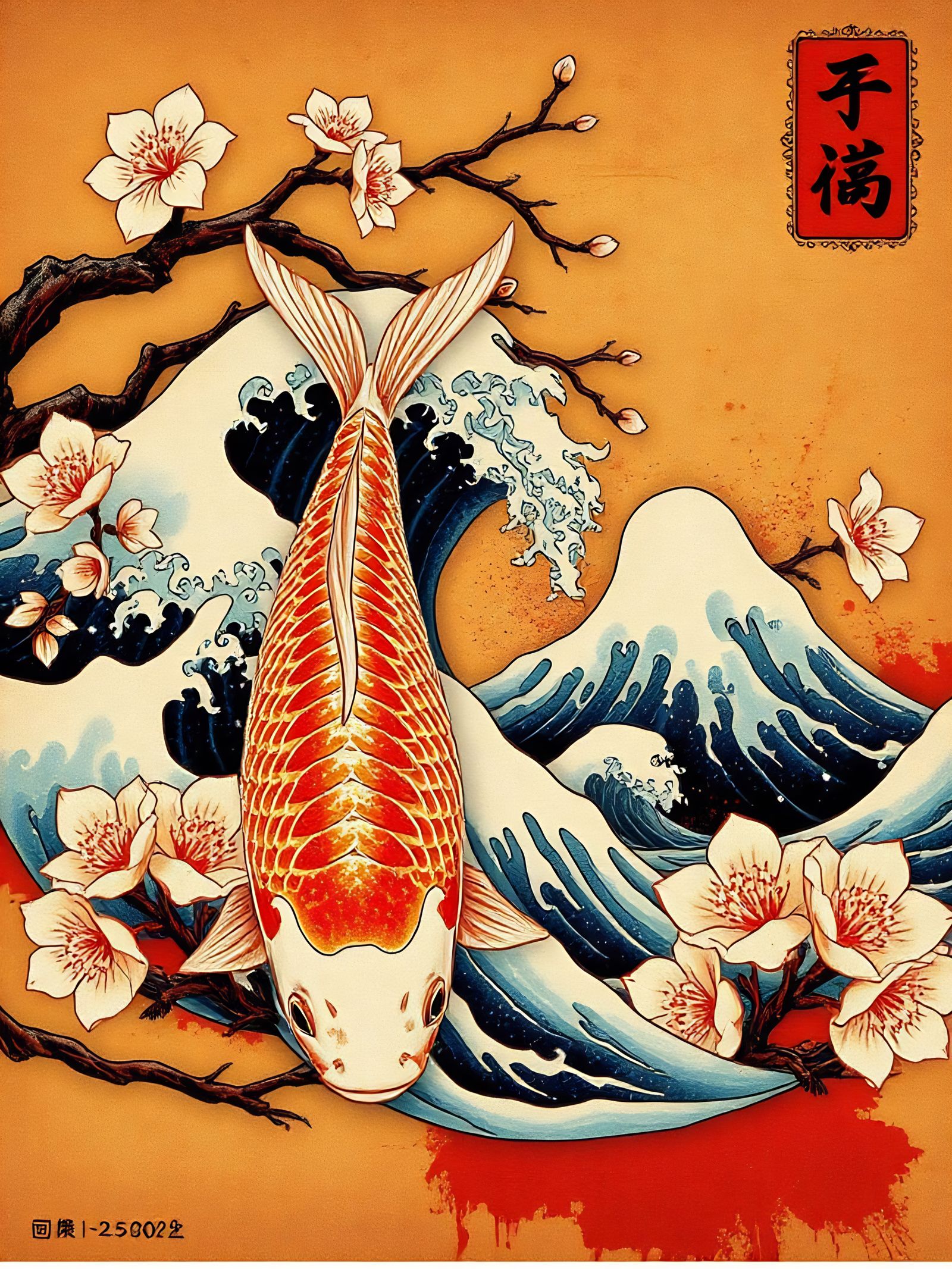 Japanese Tattoo Art on Canvas in Vibrant, Intricate Style