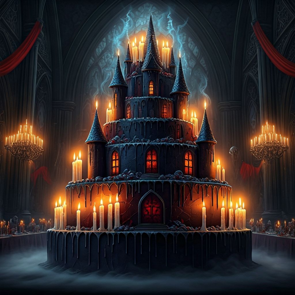 Gothic Castle Birthday Cake with Spectral Ghosts