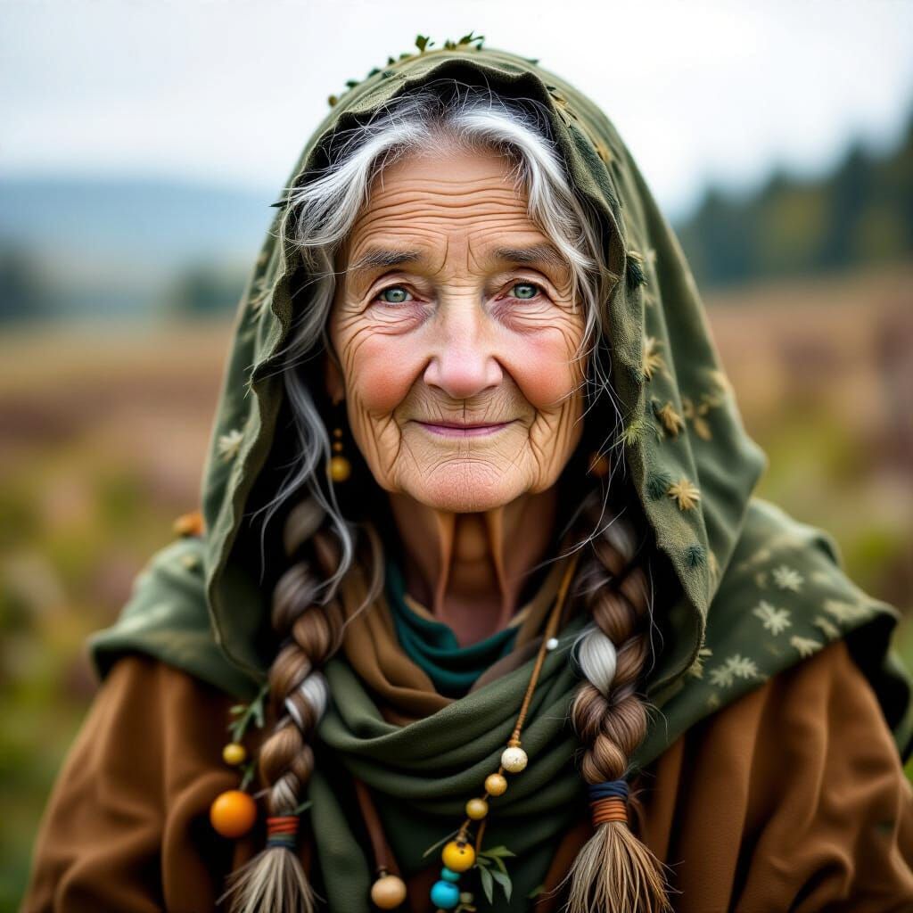 Elara the Druid: Forest Portrait in Pastel Hues