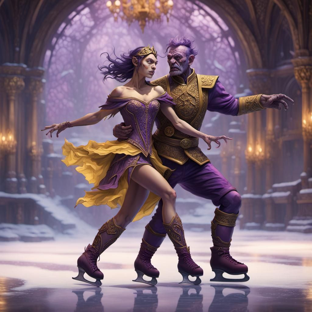 Orc Figure Skating Pair in Art Nouveau Style