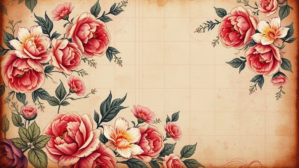 Whimsical Floral Vintage Journal in Intricate Detail