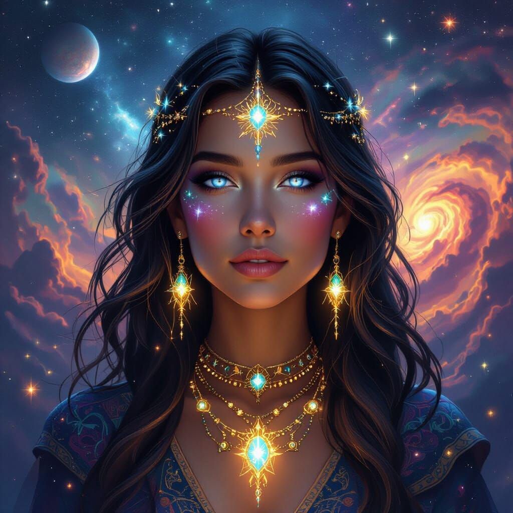 Celestial Being of Starlight and Nebulae in Digital Art