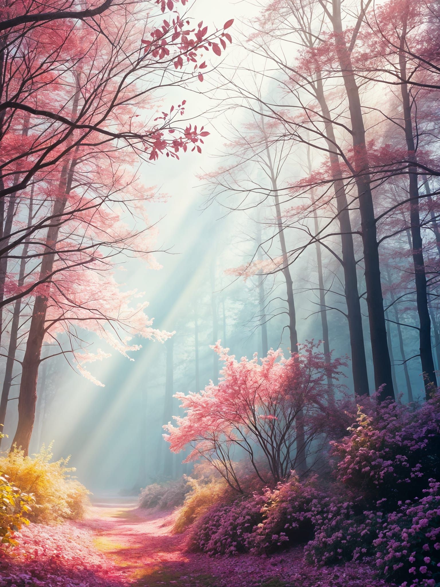 Vibrant Feywild Forest in Pastel Hues