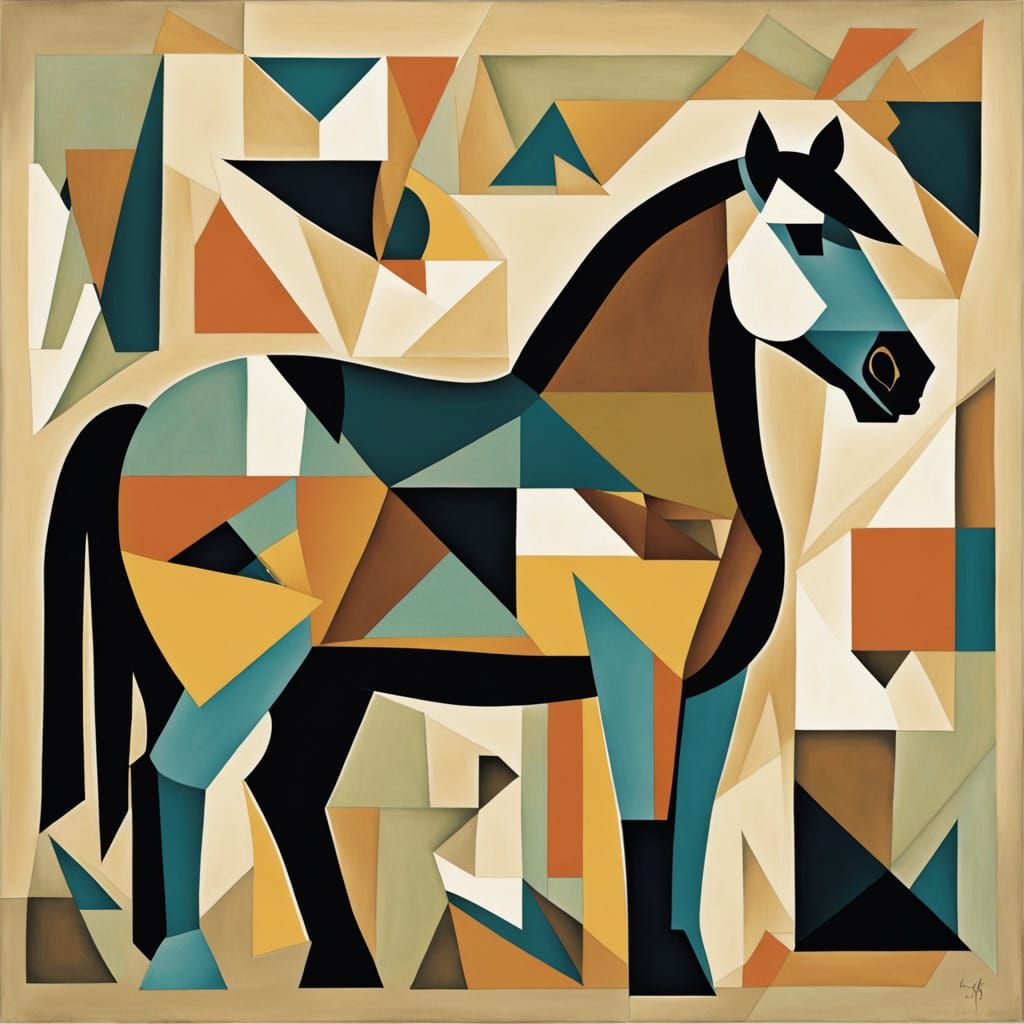Fat Horse in Two-Dimensional Cubist Style