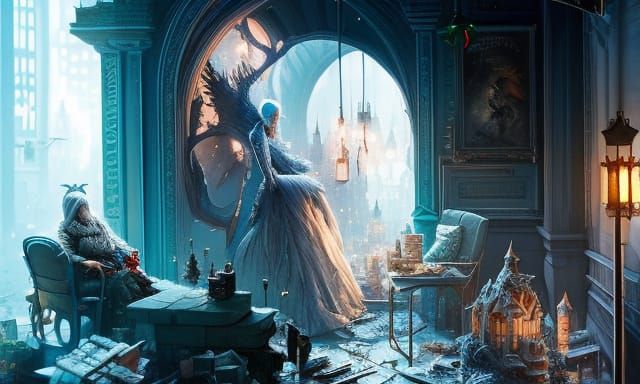 Shattered Glass Christmas Tree in Hyperrealistic Style