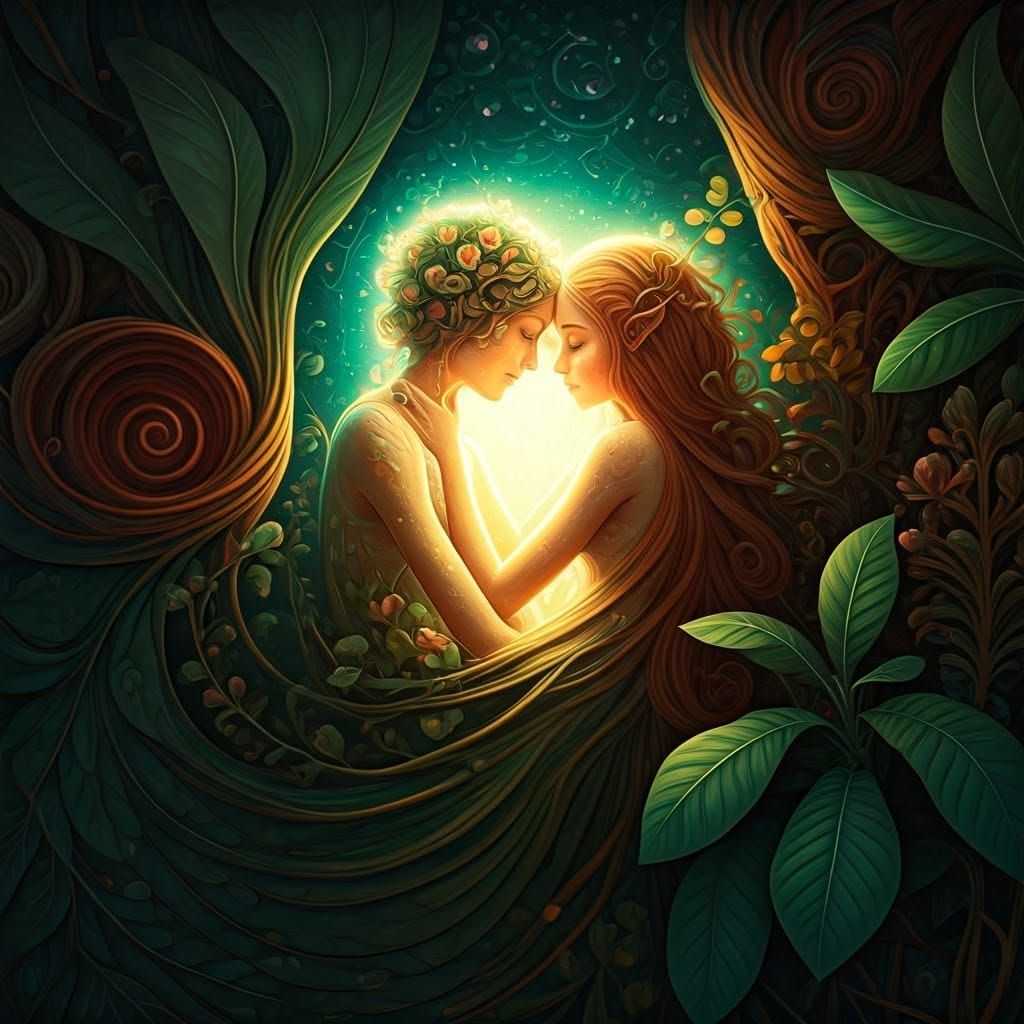 Ethereal Woman in Mystical Foliage, Matte Painting