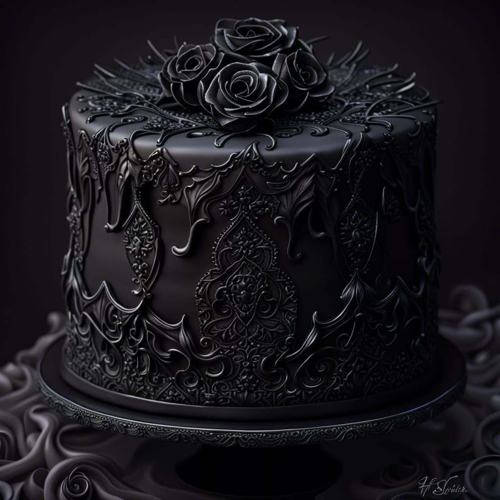 Creepy Goth Cake with Intricate Details