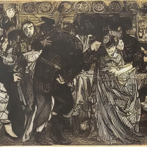 Surreal Vampire Teacup Scene: Caravaggio and Schiele