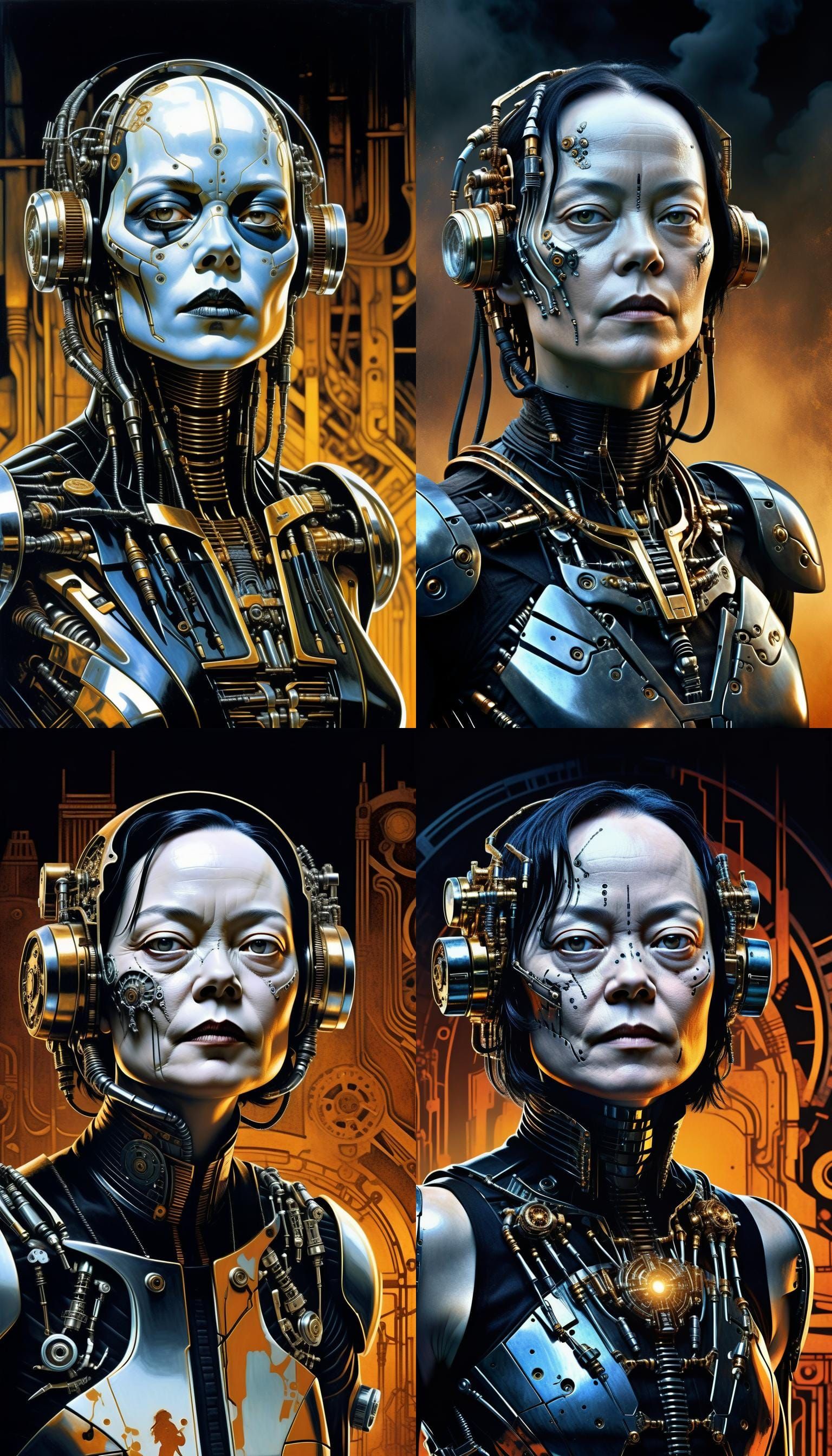 Gothic Cyborg Portrait with Cybernetic Implants