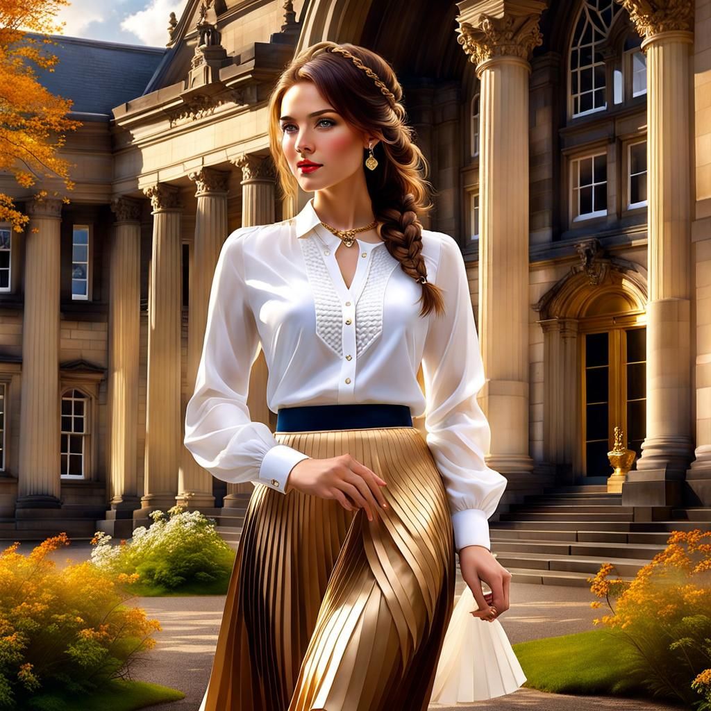 Beautiful Preppy College Student with Braided Hair at Scottish Elite University