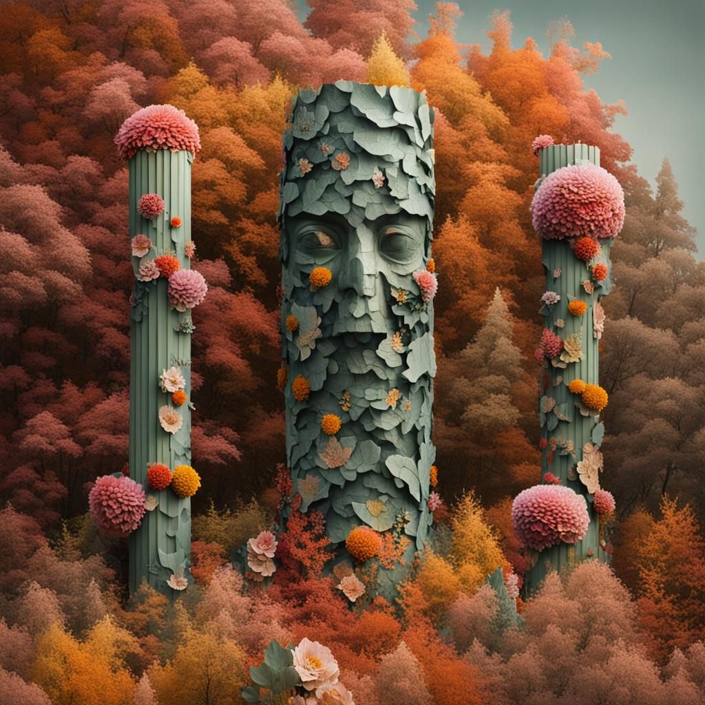 Floral Surrealism: Autumn Flowers in Recycled Sculpture