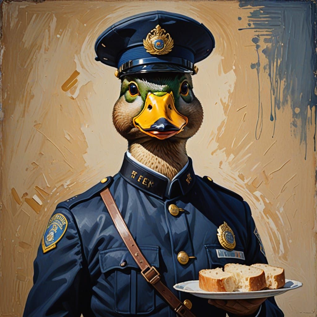Majestic Duck Cop in Impressionist Style